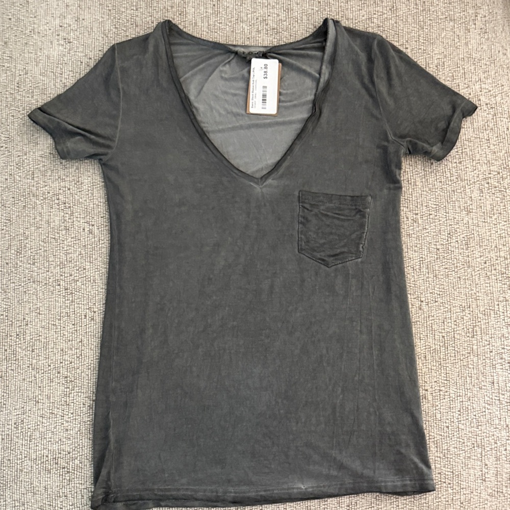 POL Gray V-Neck Women's Top